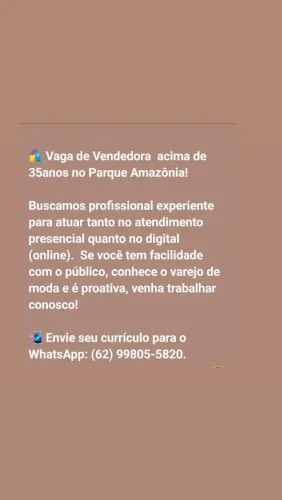 Vaga de Vendedora