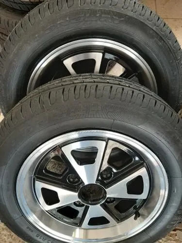 Roda aro 15 R84 Porsche 914 Preta com diamantado com Pneu aro 15 VW fusca jogo 