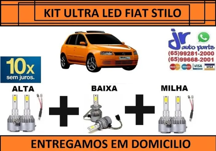 Kit Lampada Ultra Led Fiat Stilo 6000K 12V 24V