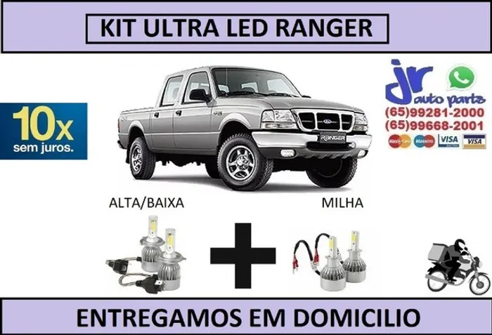 Kit Lampada Ultra Led Ford Ranger 6000K 12V 24V