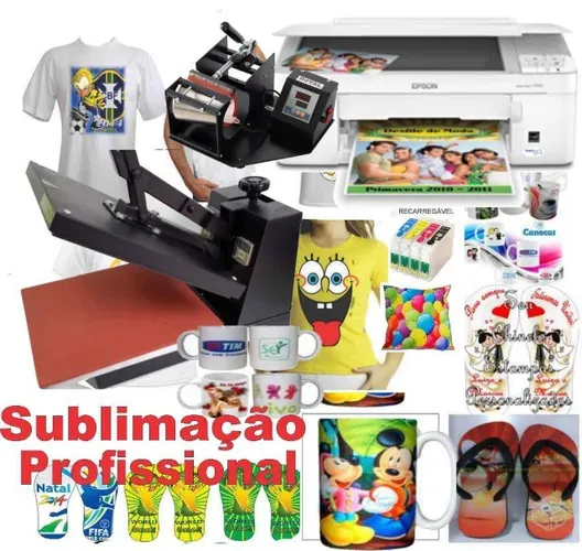 Kit Sublimaticão 3x1  Impressora epson prensa termica e maq canecas