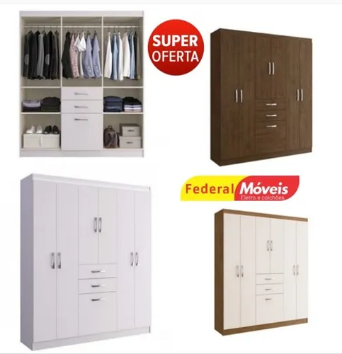 Guarda roupa casal 6 portas cancun - novo - frete grátis 