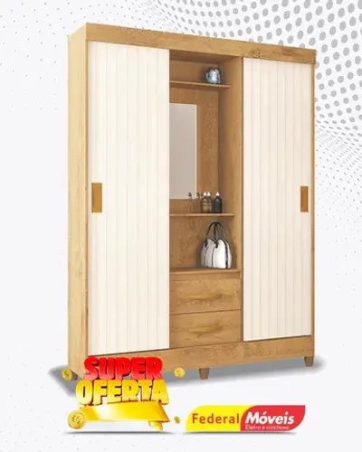 Guarda Roupa Solteiro 2 Portas de Correr 2 Gavetas Super Lindo Fazemos Entrega
