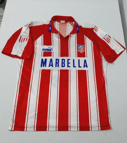 Camiseta Atlético de Madrid 1993 1994 Marbella - Puma - Vermelha e Branca