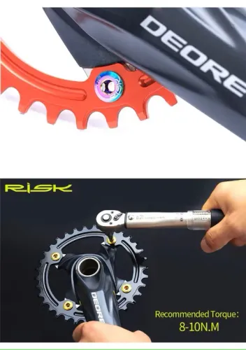 4 Parafusos de Titânio - Fixar coroa em pedivela 104bcd ou BMX 110bcd - Parafusos + Porcas