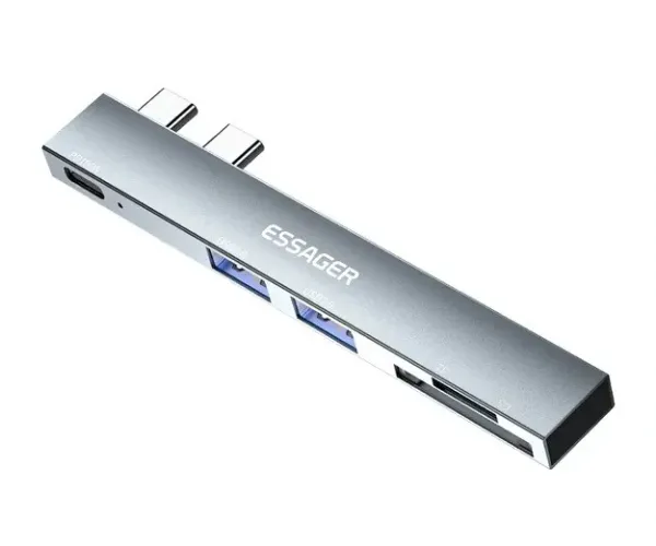 Adaptador Hub Usb C Essager Leitor Cartão Sd Tf Macbook M3 Magsafe