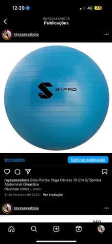 Bola Pilates Yoga Fitness 75 Cm S/ Bomba Abdominal Ginastica  R$ 80