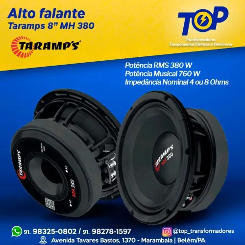 Alto falante 380 Rms Taramps MH380 8 polegadas 4 ou 8 ohms