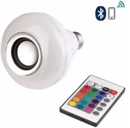 Lampada Led Colorida Troca Cor RGB Controle Remoto + Caixa de som Bluetooth 5W