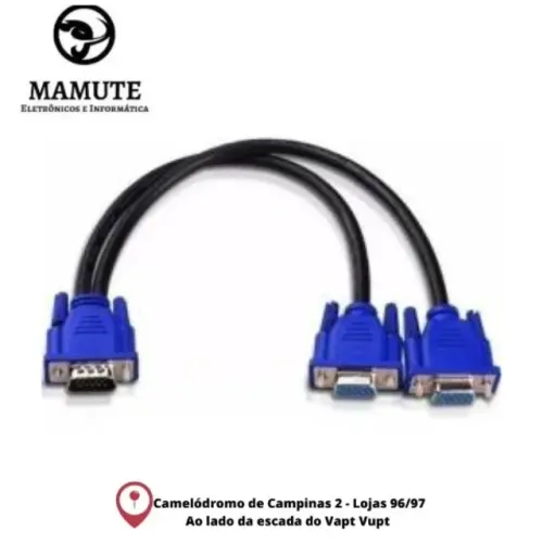 Cabo Vga Macho X 2 Vga Femea Pc Tv Monitor Projetor