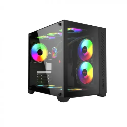 Gabinete Gamer Pcyes Forcefield Black Vulcan *Sem Fan Led* - Micro-ATX e Mini-ITX - WZetta
