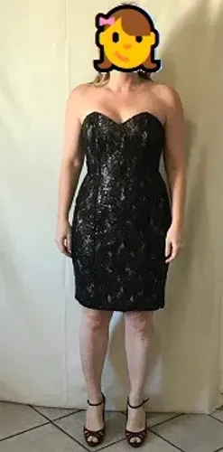 Vestido festa curto preto com lantejoulas - Tam M novo