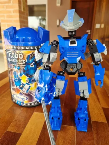Bloco de montar Xalingo - Robô Guerreiro, Armadura azul