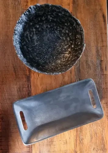 Conjunto Travessa e Tigela Cerâmica Rustica