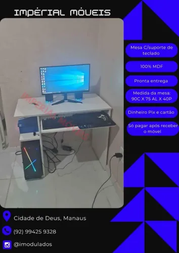 Mesa com suporte para teclado - 100% MDF - Pronta entrega