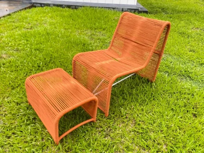 Poltrona em Cordão Náutico com Suporte para os Pés.