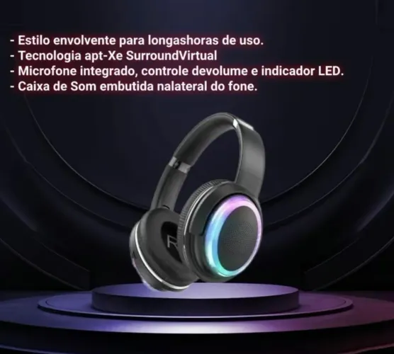 Fone de ouvido Headphone Fone 880 Com LED Bluetooth 5.0 Stereo Micro Sd P2 Alta Potência