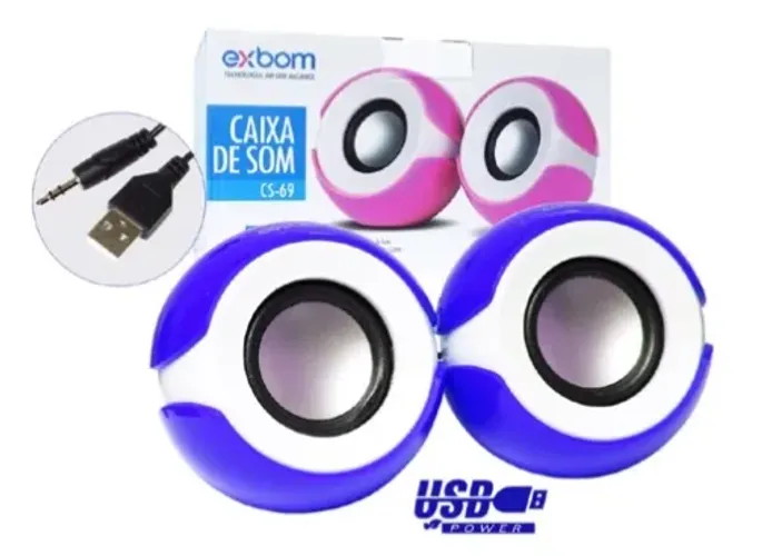 Caixa de Som Multimídia Exbom CS-69 2.0 5W RMS para Computador e Notebook 