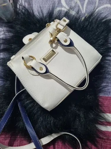 Bolsa de ombro feminina branca Couro Fino