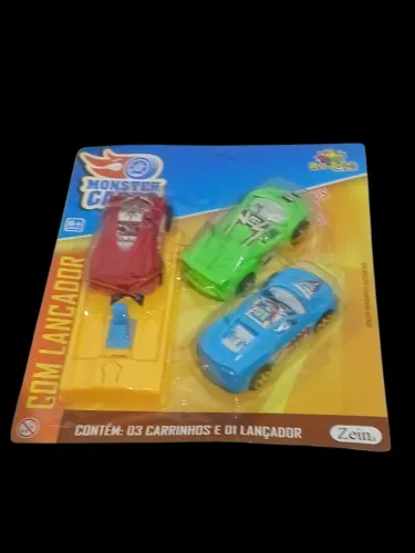 CARTO MONSTER +6ANOS CONTÉM 3 CARRINHO E 1 LANÇADOR