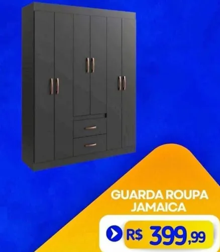 Guarda Roupa Jamaica casal 6 portas / 3 cores disponíveis 