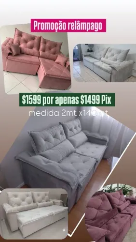 Sofá retrátil reclinável por apenas $1499 Pix