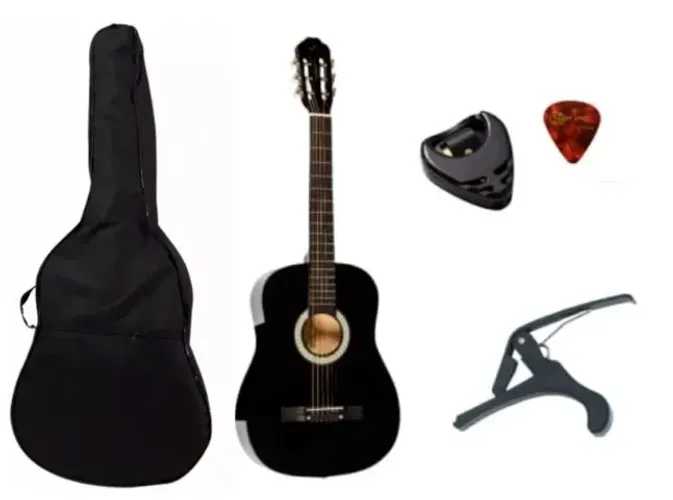 Kit Violão Vogga VCA-102N BK com Capa, Palheta, Porta Palheta e Capotraste
