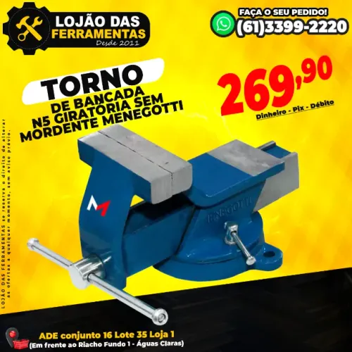 Torno de Bancada N5 Giratória Sem Mordente Menegotti