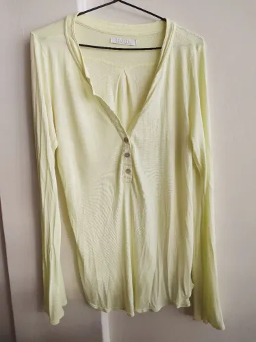 Camisa manga longa amarela Eclectic Tam M botão 