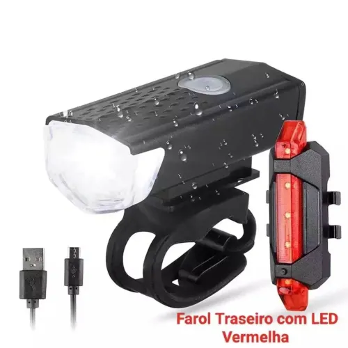 FAROL E SINALISADOR TRASEIRO P/ BIKE, LED, USB, A PROVA D'ÁGUA E RECARREGAVEL