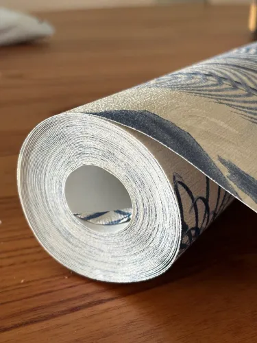 Papel de parede Charlottenburg Folhagem Tropical Azul Jeans com Areia