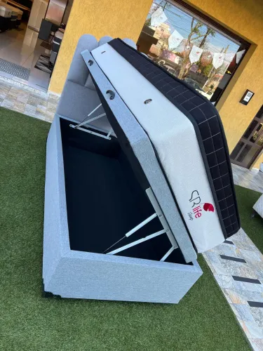 Cama box Solteiro BAÚ COM CABECEIRA E COLCHÃO 