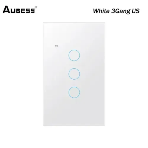 Interruptor inteligente (smart switch) 4x2, branco, 3 botões, touch, Wifi, Tuya/Smart Life