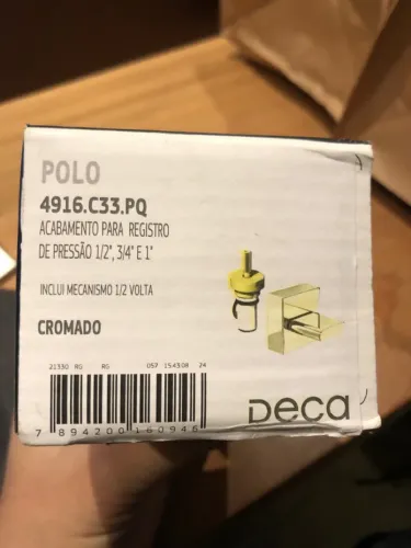 Acabamento para chuveiro de pressão 1/2,3/4 e 1 , Inclui mecanismo 1/2 volta cromado deca