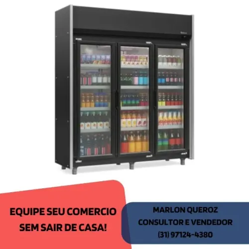 Auto Serviço Refrigerador 3 Portas Preto Gelopar