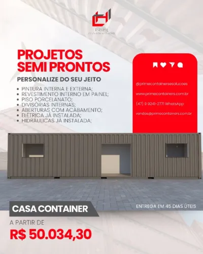 Casa container semi pronta, entrega rápida 