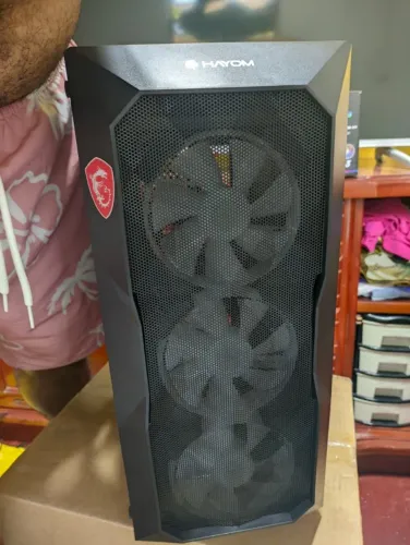 Gabinete Gamer Hayom RGB - Vidro Temperado, 3 Fans RGB, Mid Tower - Ótimo Estado!