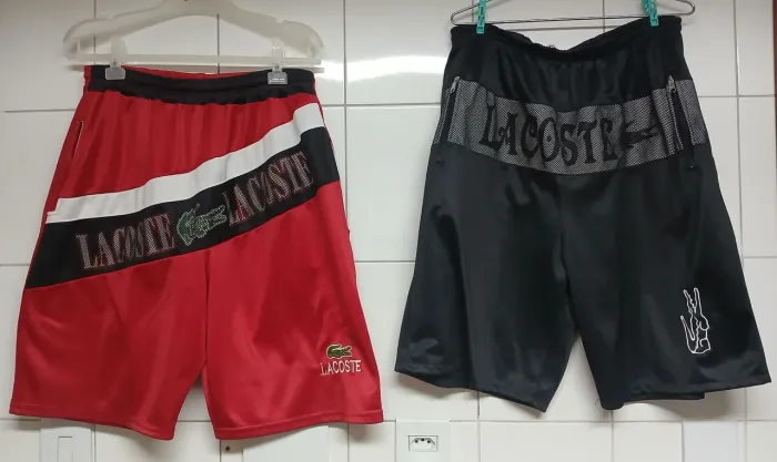 Kit 2 Bermudas Esportivas Dry Fit Preto e Vermelho Tamanhos G<br>