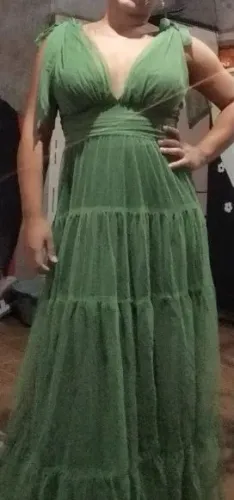 Vestido festa  longo verde oliva 