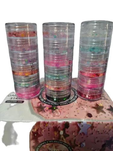 Sobra Glitter Gel Galactic Stars Pink 21 - 3 torres