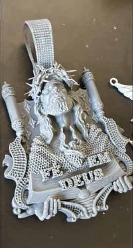 Pingente Fe Deus em Prata prototipagem alta tecnologia