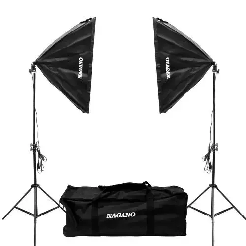 Kit Estúdio 2 Softbox 50x70cm 2 Lâmpadas Tripé 2m Bolsa
