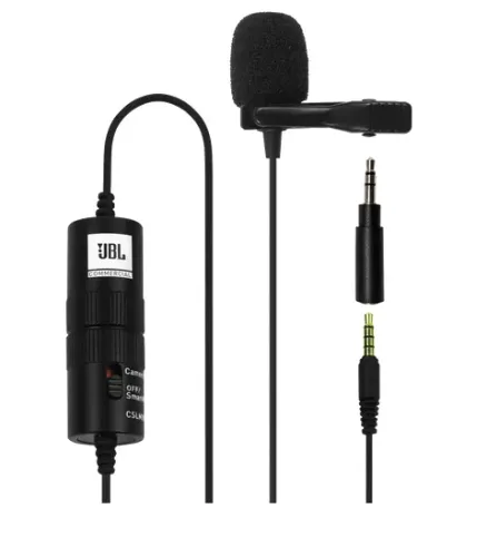 Microfone de Lapela JBL Original a Bateria CSLM20B P3 uso Smartphone e Camera - LINHA PRO