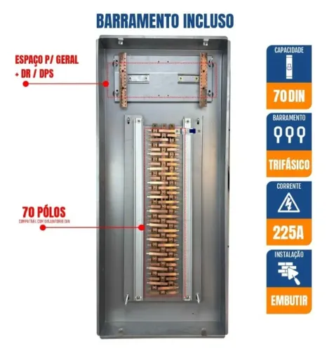 Quadro distribuição embutir 70 + Geral