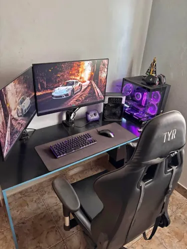 Setup Gamer Completo PC, e Monitores + Cadeira Gamer e volante