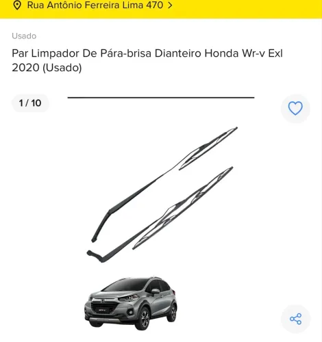 Par de Palhetas Dianteiras Honda WR-V Exl