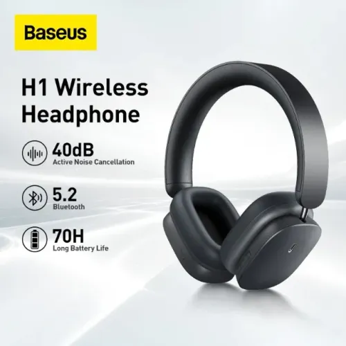 Fone Bluetooth 5.2 Baseus H1/70 Horas de Bateria/Cancelamento de Ruído/App equalização