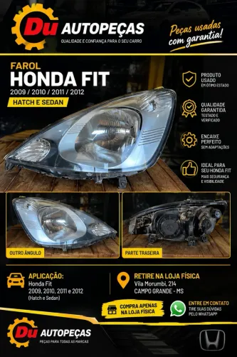 Farol Honda Fit Lado esquerdo 2009 a 2012