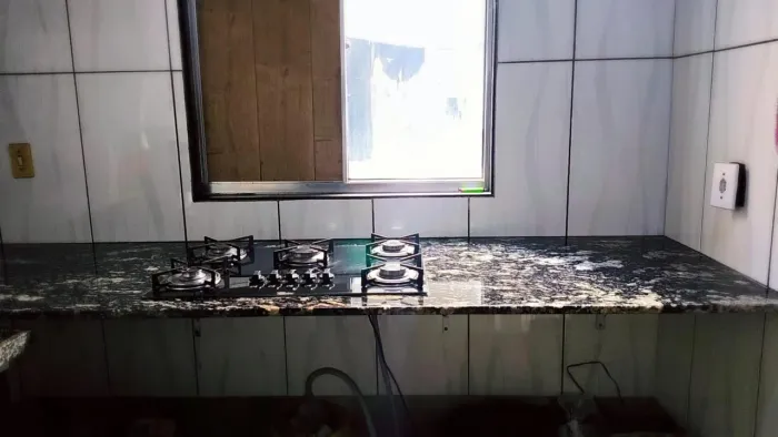 Fogão cooktop + pedra de granito preto indiano