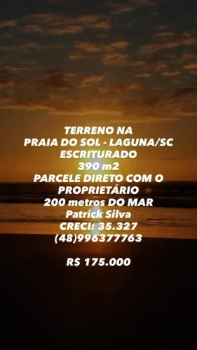Parcele direto c/ proprietário! 200 m do mar! Terreno 390m² escriturado. Negocição facilit